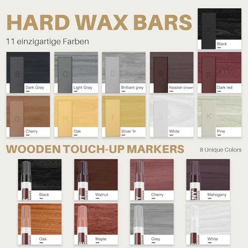 Image of Laminate Floor Repair Kit, Wood Furniture Repair Kit with 11 Colors Hardwood Floor Wax and 8 Colors Furniture Markers, Vinyl Linoleum Floor Repair kit Covers Scratches, Stains, Hole, Cracks