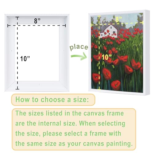 Image of 11x14 Canvas Floater Frame with 0.6 inch-0.9 inch Deep, Canvas Floating Frame for Oil Painting, Art Prints Artwork Frames(11 inchx14 inch,White)