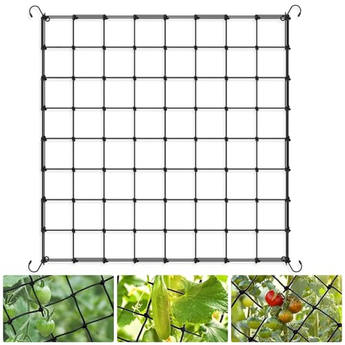 Zikenis Wachsen Zelt Netz 100 x 100 cm, Scrog Netz,Elastisches Mesh Zelt Ranknetz,Grow Netz mit 4 Haken,für GemüSe-,Obst-Und Blumenpflanzen Verwendet,für Hof,Gartenarbeit,Garten,Balkone (100 x 100 cm)