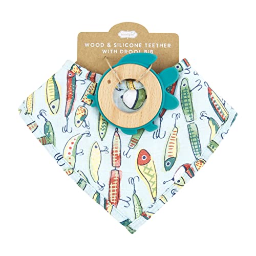 Image of Blue Fishing Lure Teether Bib Set