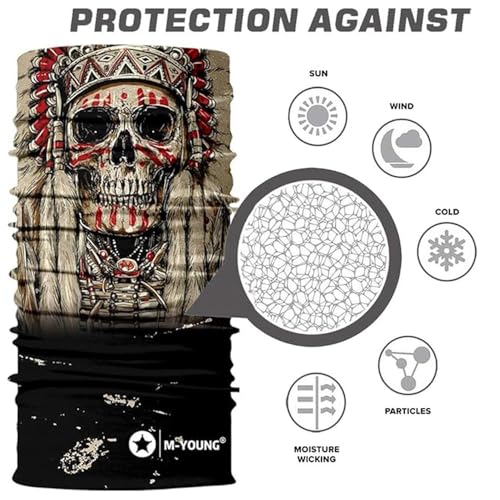 Image of Skull Face Mask Bandanas, Neck Gaiter, Headwear, Magic Scarf, Headband for dust Sun Wind