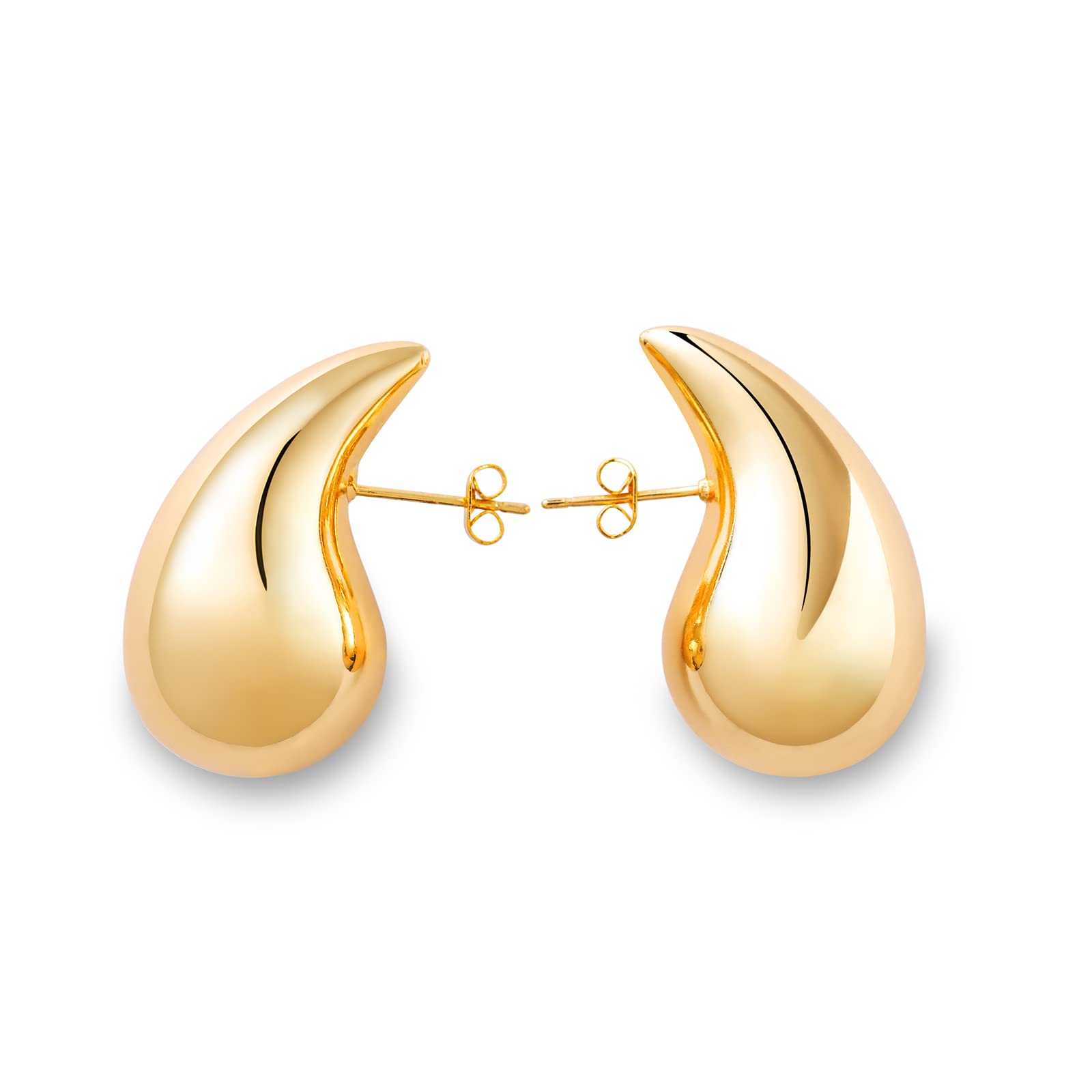 Ascona18/25/32/47mm Chunky Gold Hoop Earrings for Women | Lightweight Tear Drop Earrings | Gold Drop Earrings for Women