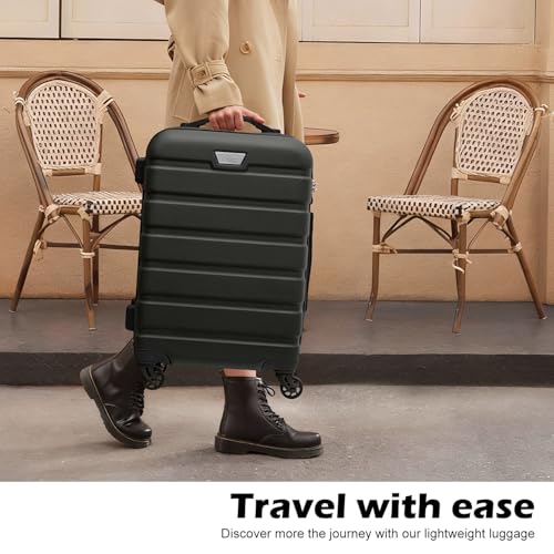 Image of Coolife 3 Piece Luggage Set Hardshell Suitcases with TSA Lock,Black | 360 Spinner Wheels;YKK Zippers;Space-Saving Nested Design;Ergonomic Telescoping Handle