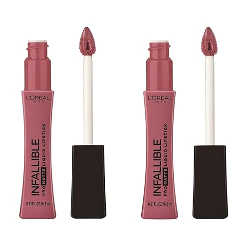 Miniatura 4 de L'Oreal Paris Infallible Pro Matte Liquid Lipstick - Pack de 2 pintalabios líquidos, Petal Potion 372
