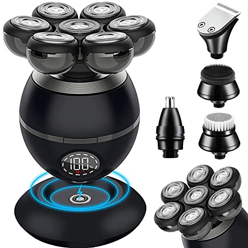 Electric Bald Head Shaver, Upgrade 5 In 1 Head Shavers For Bald Men, With Nose Hair Sideburns Trimmer, Waterproof Wet/Dry Mens Razor Grooming Kit, Anti-Pinch, Led Display, Cordless, And Rechargeable #TOP8