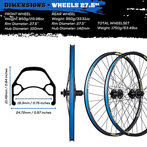 Corki Cycles Topo Mountain Bike Wheels 26’’X1.5-2.6 Inch (Thru Axle, Dual Disc Brake, Aluminum Alloy) #TOP3