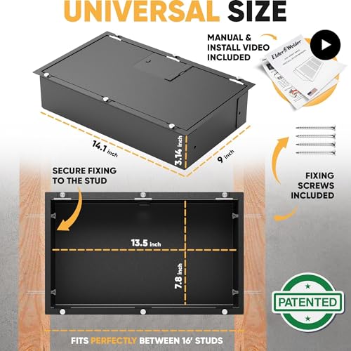 Image of Elder Welder Hidden Wall Safe with Air Vent Cover, Biometric Lock | Easy to Install, Fits Perfectly Between 16 inch Studs, Hidden Safe for Money