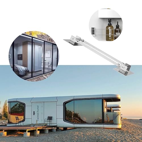 Image of 2024 RV Shower Corner Storage Bar- Length 7-13 inches Adjustable Stainless Length 7-13 inches Camper Must Haves Accessories Stainless Steel RV Shower Corner Shelf Rod(2 Pack), VR001