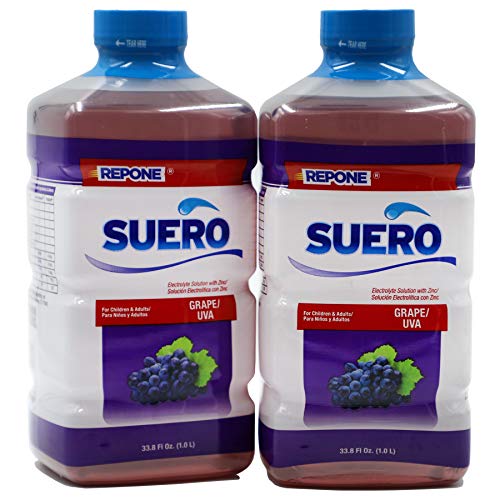 Repone Suero Electrolyte Solution With Zinc, Rehydrates, Restores Minerals And Nutrients, Grape Flavor, 2-Pack Of 33.8 Fl Oz 2 Bottles #TOP5
