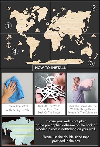 Image of AD INFINITUM 3D Wooden Map of World | Home Decor | Office Decor | A great gift for travelers | Wall decor Country names with Borders (Beige Maple, 3x2 Feet, WORLD MAP)
