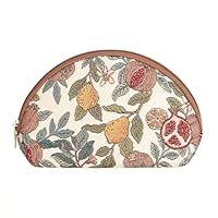 Signare Tapestry Cosmetic Bag Makeup Bag for Women with Floral Design (Pomegranate and Lemon, COSM-POMEGRA)