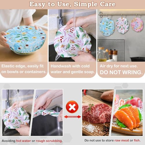 5Pcs Reusable Beeswax Elastic Bowl Covers for Bread Proofing and Food Cover - image 6