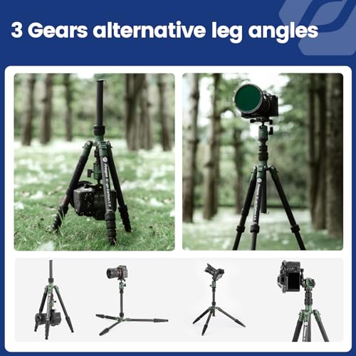 Image of Fotopro 60 inch Carbon Fiber Camera Travel Tripod, 2lbs Super Lightweight Compact Tripod with 360 Metal Ball Head, Detachable Monopod, with Arca QR Plate & Bag, Load up to 8KG /17.63lbs, for SLR DSLR