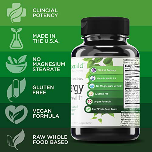 Allergy Health - with Quercetin, Bromelain & N-Acetyl Cysteine - Natural Antihistamine & Anti Inflammatory, Relief for Cough, Runny Nose, Itchy Eyes - Emerald Labs - 120 Vegetable Capsules - Thumbnail 4