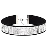 hals collier  Unbekannt Strass Kunstleder Halsband Hals Kette Modeschmuck Collier Frauen (Schwarz)
