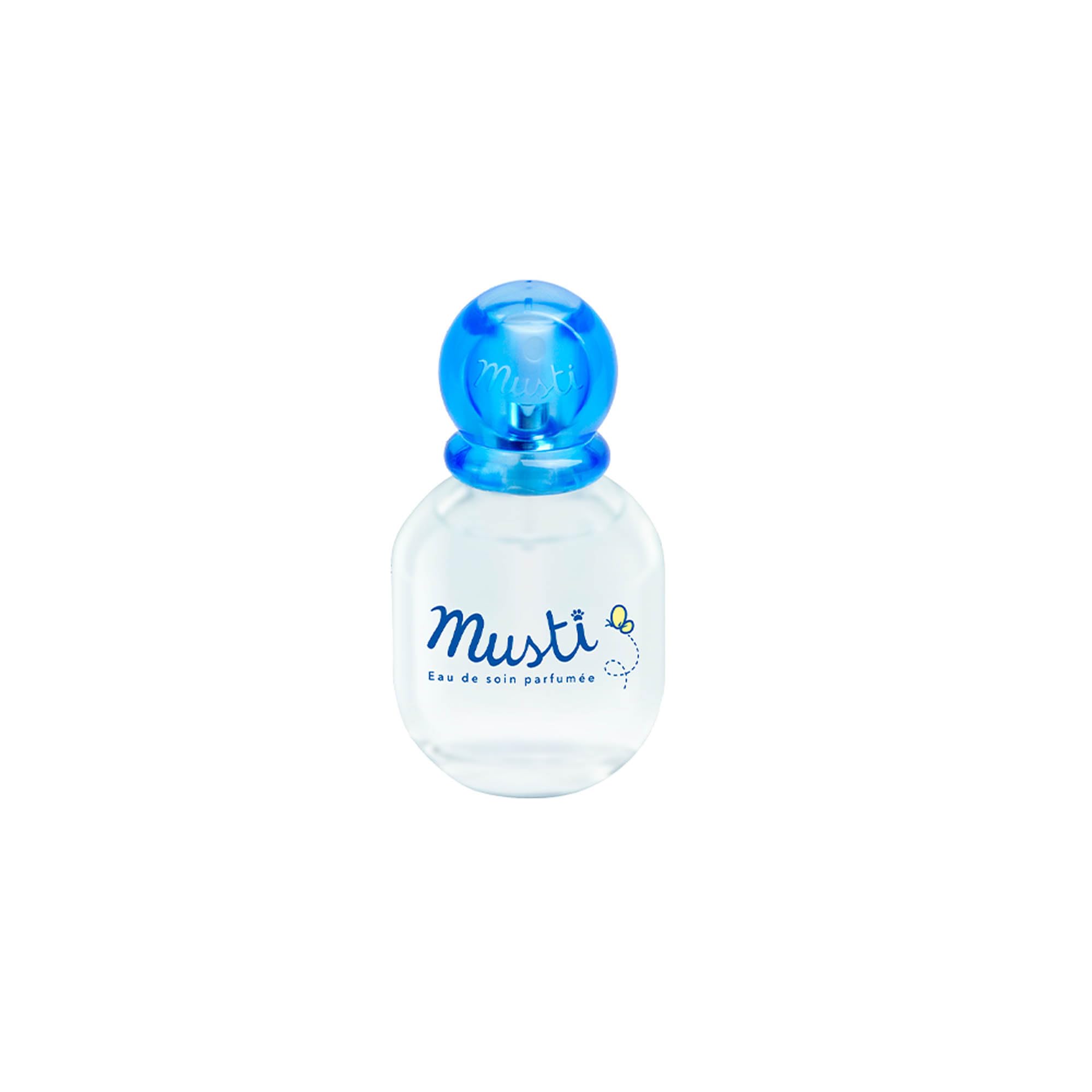 Mustela Acqua Profumata Mustì Senza Alcool con Camomilla e Miele, Corpo e Capelli, Neonati e Adulti - Note Fresche di Bergamotto, Mughetto, Fiori Bianchi, 97% Ingredienti di Origine Naturale (50ml)