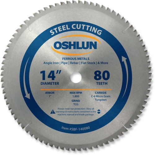 Oshlun Sbf-140080 14-Inch 80 Tooth Tcg Saw Blade With 1-Inch Arbor For Mild Steel And Ferrous Metals #TOP23