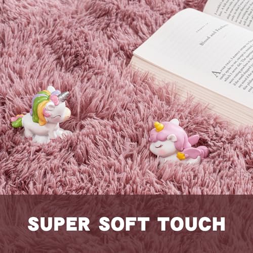 Rugs for Living Room 6x9, Soft Shaggy Modern Shag Area Rug for Bedroom, Upgrade Non-Slip Plush Fluffy Carpet for Kids Boys Girls Room Home Decor Aesthetic, Blush