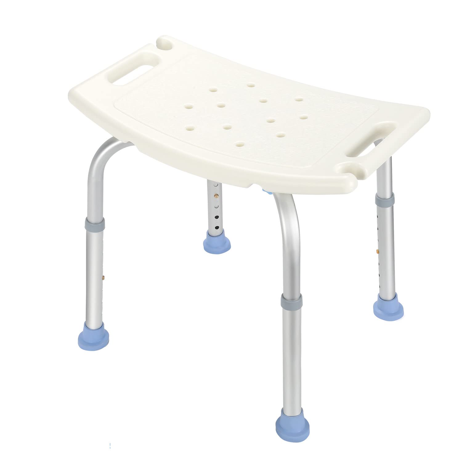 Lospitch Silla de ducha para baño, altura regulable 38 – 53 cm, asiento de ducha de aluminio, cómodo y antideslizante, para personas mayores, niños, personas de hasta 150 kg