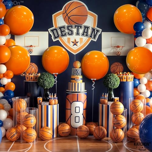 Image of KatchOn, Orange Foil Balloons - Big, 22 Inch, Pack of 6 | 4D Foil Metallic Balloon for Thanksgiving Decorations | Mylar Balloons for Basketball Party, Birthday, Wedding, Carnival, Orange Party Decor