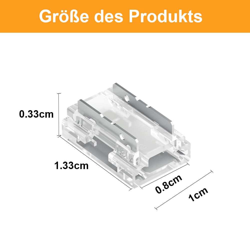 20pcs 2 Pin LED Strip Light Connectors, Silkwish 8mm LED/COB Connector Solderless - Image 4