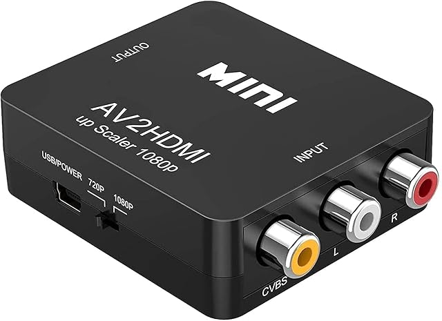 RCA to HDMI Adapter, RCA to HDMI Video Converter, Mini RCA Composite AV CVBS 3RCA to HDMI Video Converter Adapter Support PAL NTSC for PC Laptop VCR Xbox PS4 PS3 TV STB VHS Camera DVD