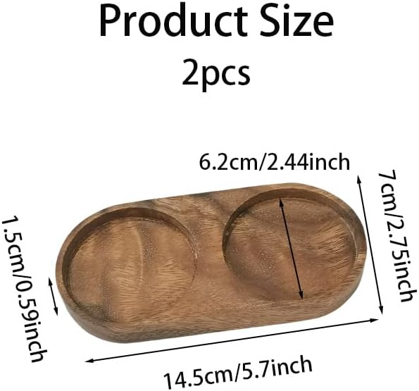 2Pcs Walnut Salt Pepper Grinder wood Tray, Fits Many Mills Shakers, Salt and Pepper Holder, Kitchen Grinder Accessories