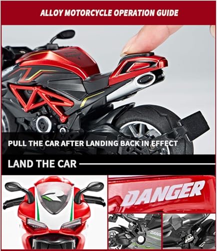 Image of FEXXA Police Motorcycle Toy - Pull Back Motorcycle Toys, Tiny Gift with Music Lighting, Latte Motorcycles Toy for Kids Boys Age 3-8 Year Old [NEW] (R1-RED)