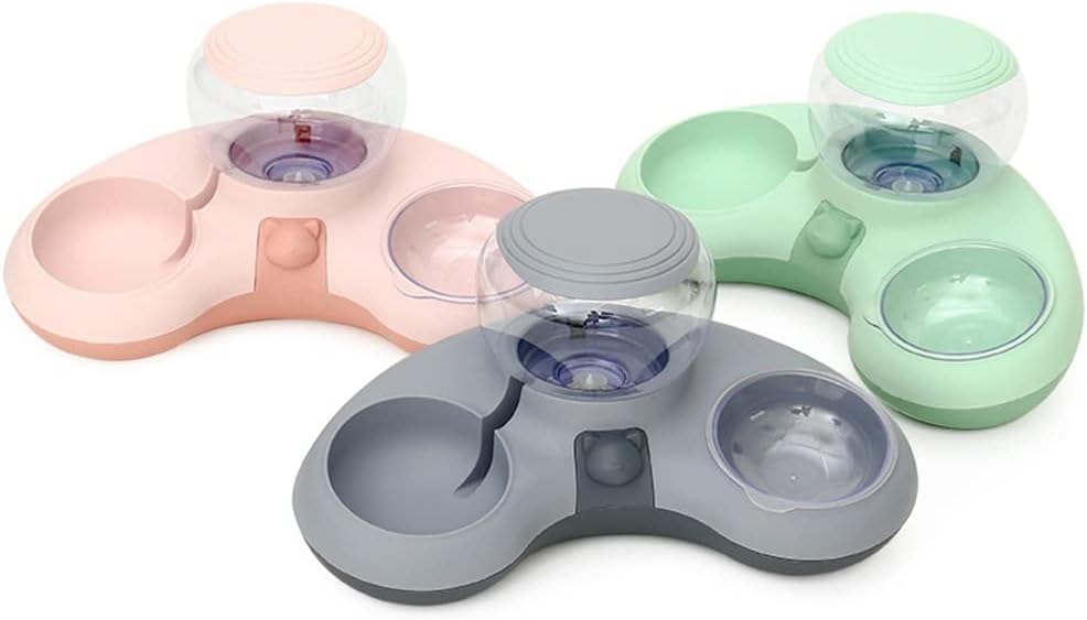 Pet Cat Bowl Automatic Feeder Dog Cat Food Bowl with Water Fountain Double Bowl Drinking Raised Stand Dish Bowls for Cats (Color : B Size : One Size) (C One Size)