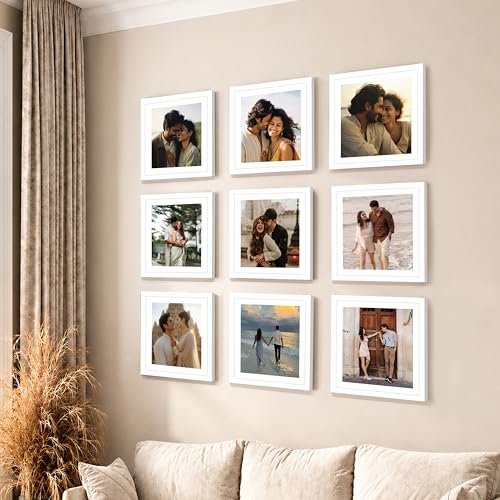Image of Art Street Premium Photo Frame for living room, Classic Aesthetic Design Photo Frames for Photograph, Art Work, Kids Room Set of 9 (12x12 Inch, White)