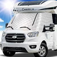 Hicover Thermische Fenstermatte Silber Thermische Abdeckung für Ford Transit 2015-2025 MK8 & MK9 Außendisolationsmatte Wohnmobil Sonnenschutz frontscheibenabdeckung Ford Transit thermomatte wohnmobil