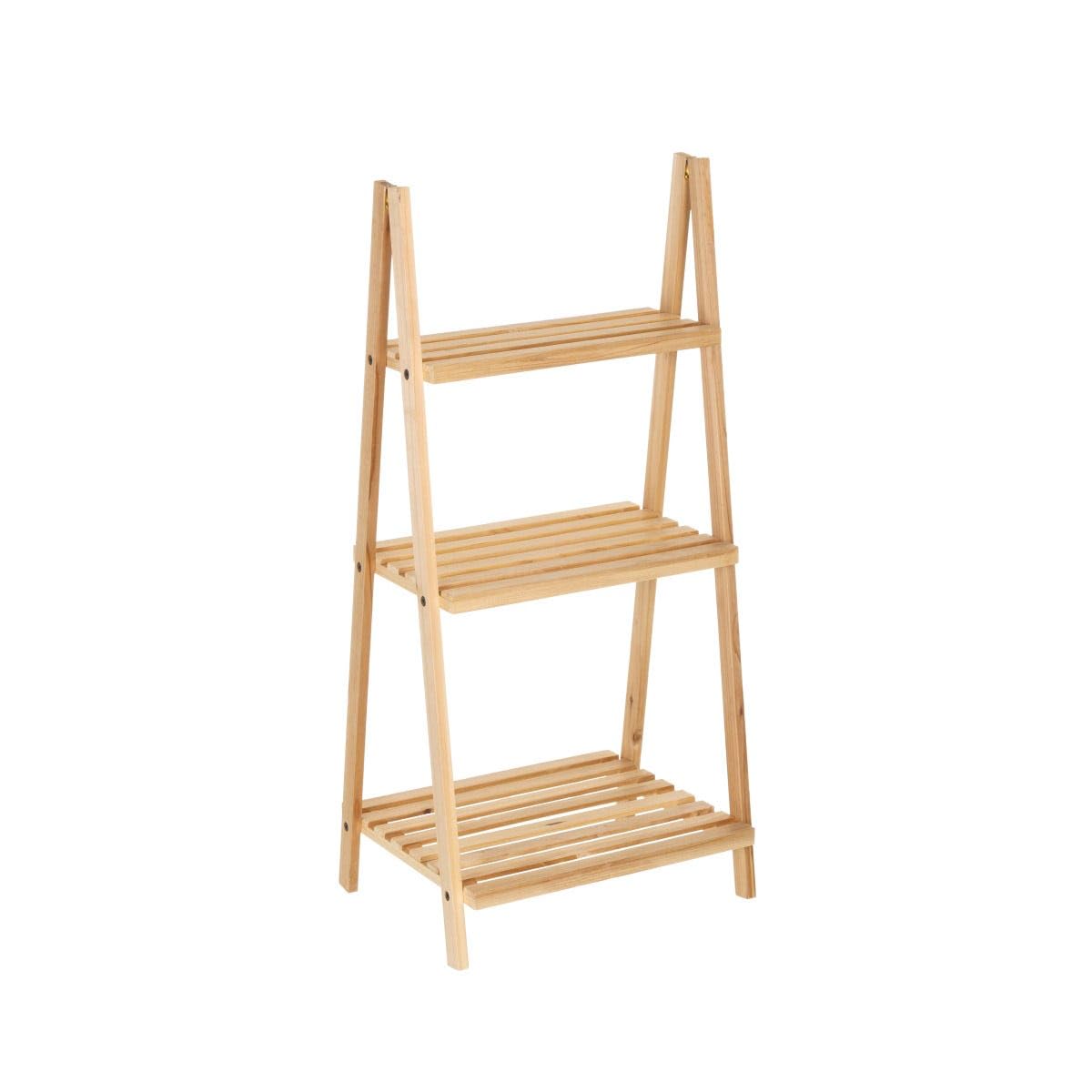 Étagère de sol DRW avec 3 niveaux en bois naturel pour rangement intérieur