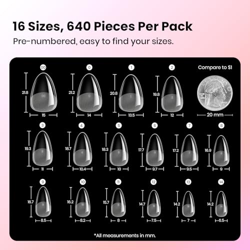 Image of Beetles Gel Almond Nail Tips Short, Curve-EX 640pcs 16 Sizes, Etch-X Half Matte Full Cover Soft Acrylic False Press on Nail Tips Easy DIY Nail Extension Art Salon for Curved & Natural Nail Beds