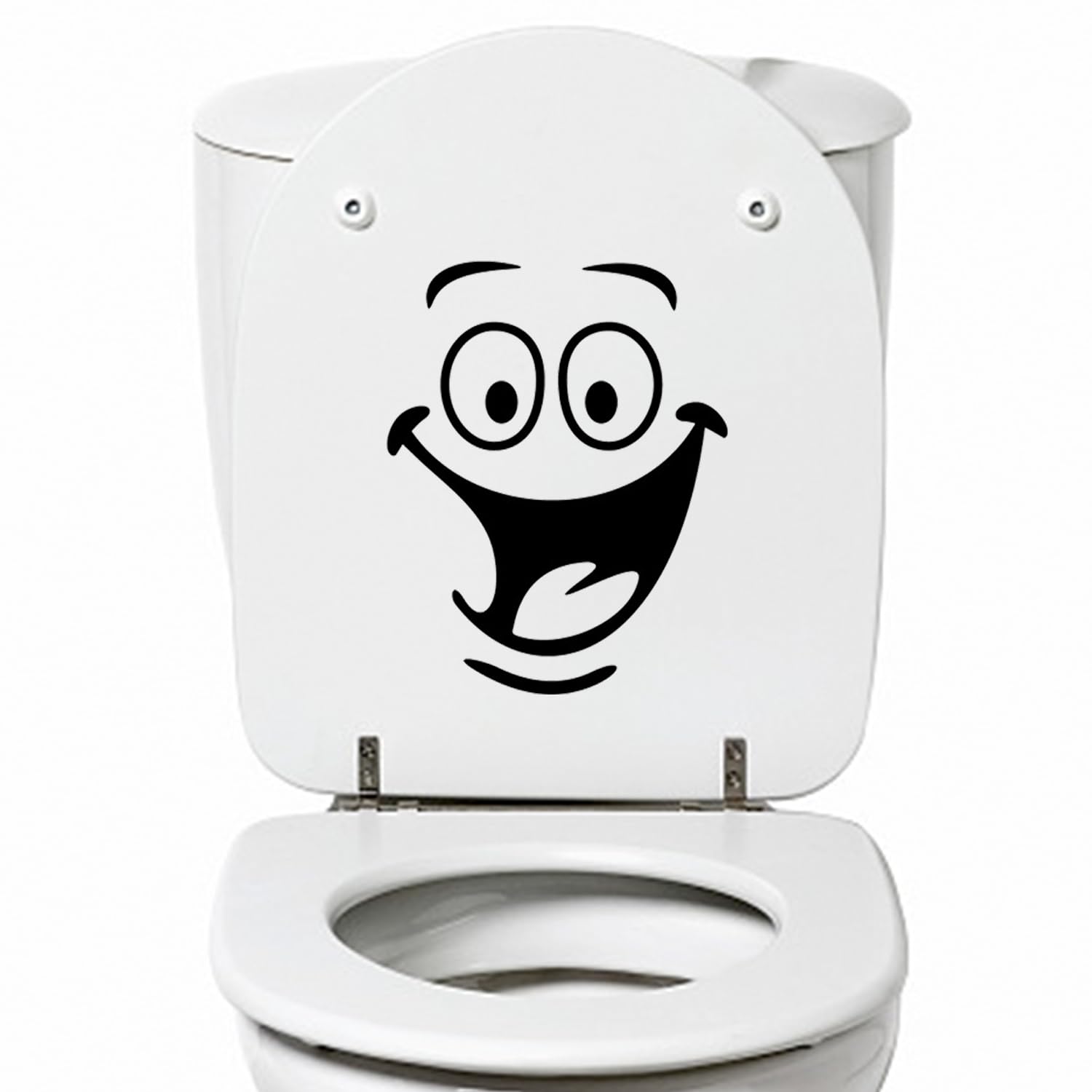 Cynosuretech Black 2 Pieces Bathroom Stickers, Happy Smiley Face Stickers, Funny Toilet Stickers, Wall Decoration Stickers, Self-Adhesive Stickers, Waterproof Toilet Decals