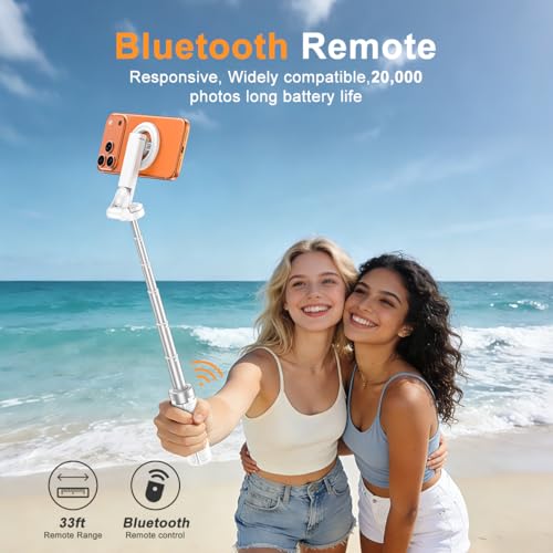 Image of Upgrated 5-in-1 Magnetic Selfie Stick with Remote for Cell Phone 360 Rotation.Can Transforms into Mini Tripod /Camera Grip /Handheld Stabilizer /Phone Stand.Extend to 25 inches