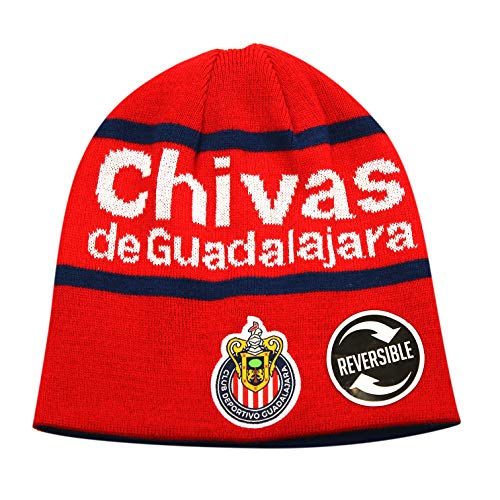 Icon Sports Chivas de Guadalajara Officially Licensed Soccer Reversible Unisex Beanie, red, OSFM (CH46BN)
