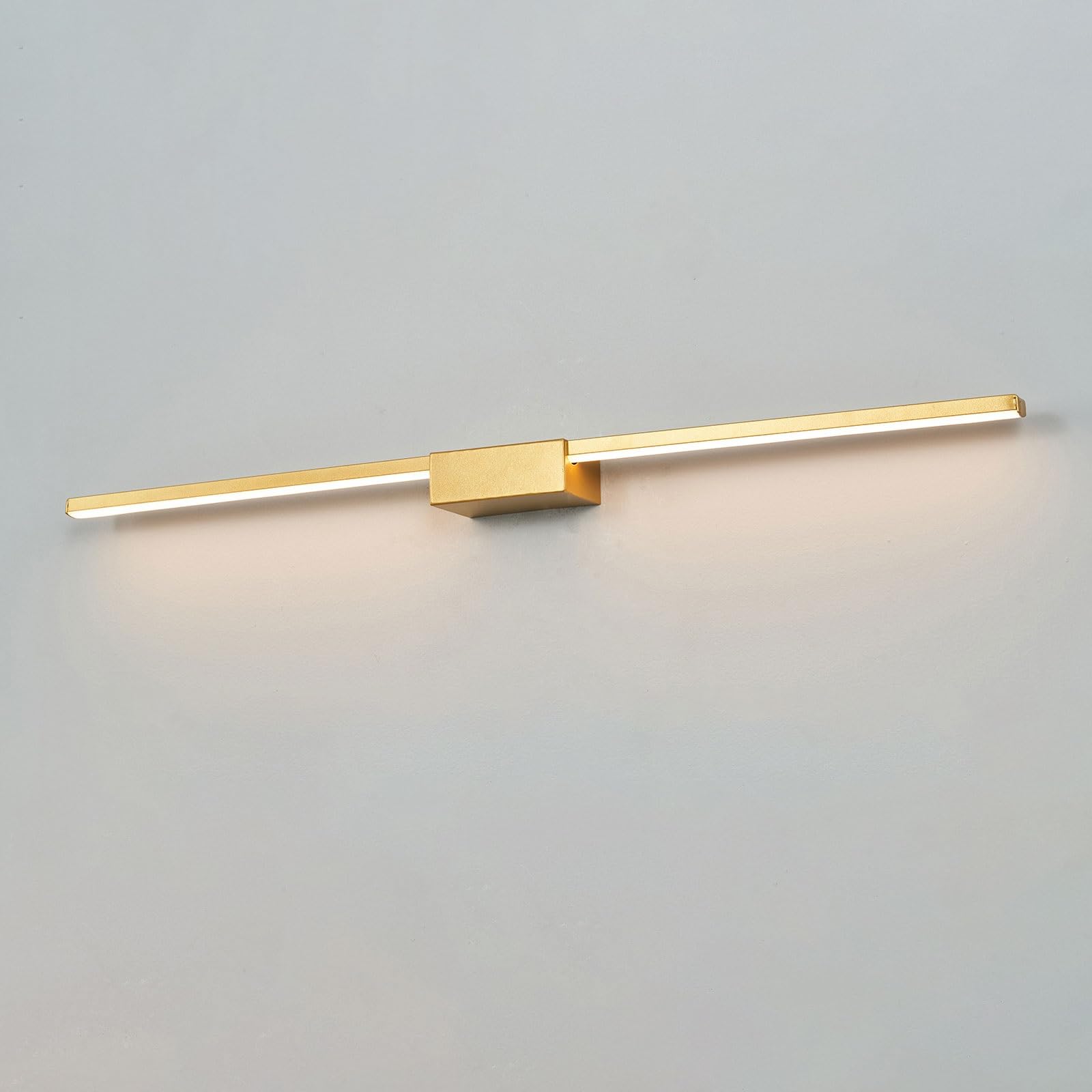 SMCCYYSD Minimalist Linear Wall Sconces Modern LED Bathroom Vanity Light Aluminum Lamp 3000K Warm Hardwired Lighting for Bedroom Living Room Hallway Stairway(Gold,110cm)