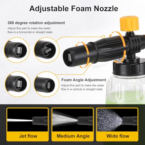 Schaumkanone Schaumlanze für Kärcher K2 K3 K4 K5 K6 K7 Hochdruckreiniger mit 1/4 Zoll Schnellkupplung 1L Schneeschaumlanze Verstellbare Schaumdüse-Ideal Foam Cannon for Cleaning Cars & Various Vehicle