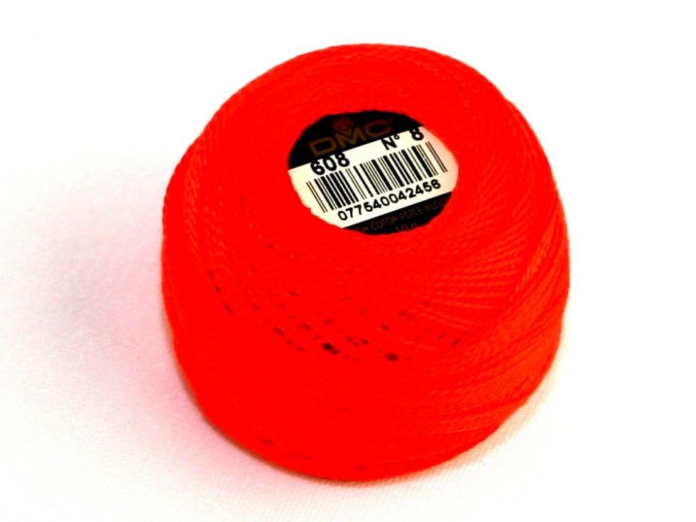 DMC 608 Red Size 8 Cotton Perle Thread for Embroidery, 80m - per 10 gram Ball — image 1