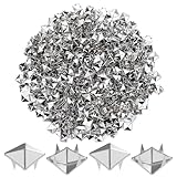 1200 Pieces 10 mm Silver Pyramid Studs for Clothing,Four-jaw Square Metal Studs with Awl for Clothing Bag Leather Shoes Jewelry DIY Craft