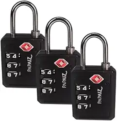 Kit 3 Cadeados TSA Segredo 30PL Preto Aeroporto Mala