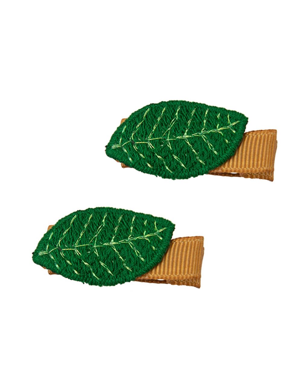 Horquilla para el pelo con hojas bordadas set de 2 pasadores infantiles BW06 Set C 4