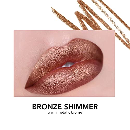 Jouer Long Wear Lip Liner - Metallic & Matte Shades - Water Resistant - Fast-Drying Formula - Healthy Ingredients - Paraben, Gluten & Cruelty Free, Bronze Shimmer #TOP3