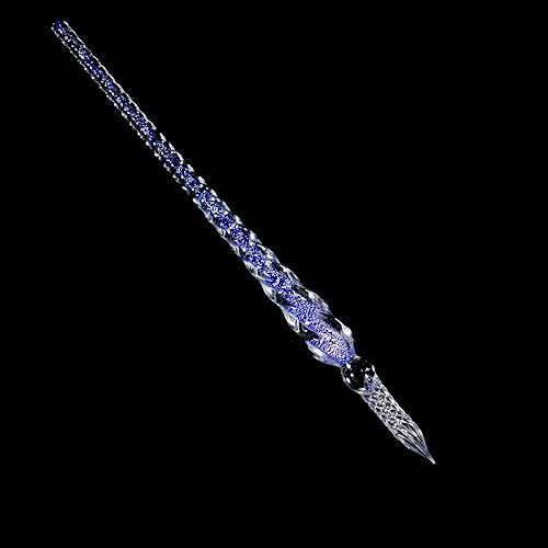 Miniatura 2 de Molshine - Pluma de inmersión de cristal de borosilicato hecha a mano de alta calidad, pluma para firmas, transparente, regalo empresarial, Azul