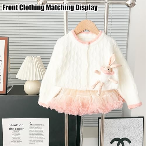 Toddler Girls Cardigan Sweater Kids Button Knit Sweater with Rabbit Doll Size 2-7T4