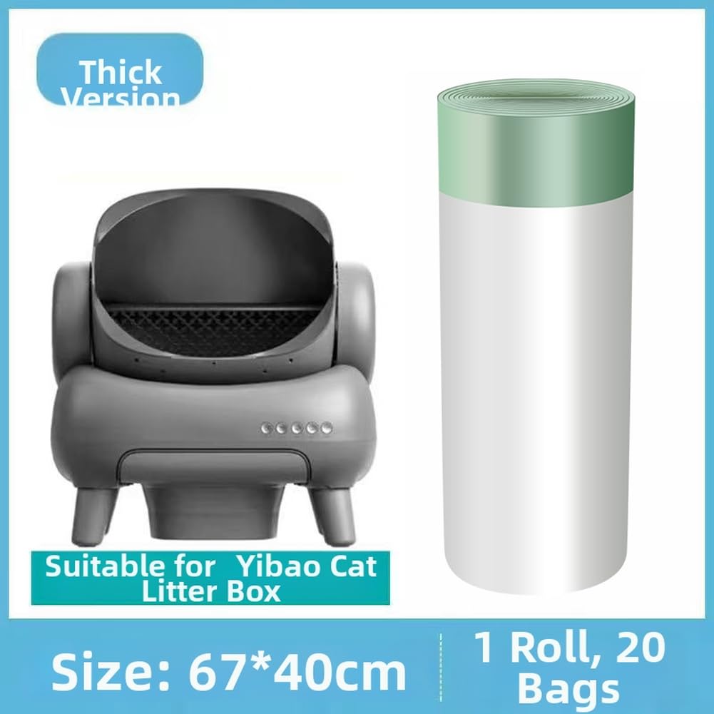 Lot de 60 sacs à litière pour chat Neakasa - En polyéthylène épais - Résistant aux déchirures - 67 x 40 cm - Compatible avec Yibao