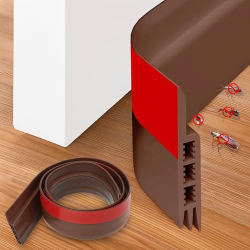 GAEVAZ® Burlete Puerta Entrada Autoadhesivo contra el Frío, Polvo, Insectos y Ruido | Burlete Bajo Puerta Fácil de Instalar (1, Marron)