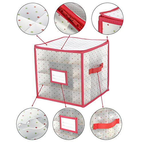 Sattiyrch Plastic Christmas Ornament Storage Box With Zippered Closure - Store Up To 64 Of The 3-Inch Standard Christmas Ornaments, Xmas Ornaments Storage With Dividers & Two Handles thumb #2