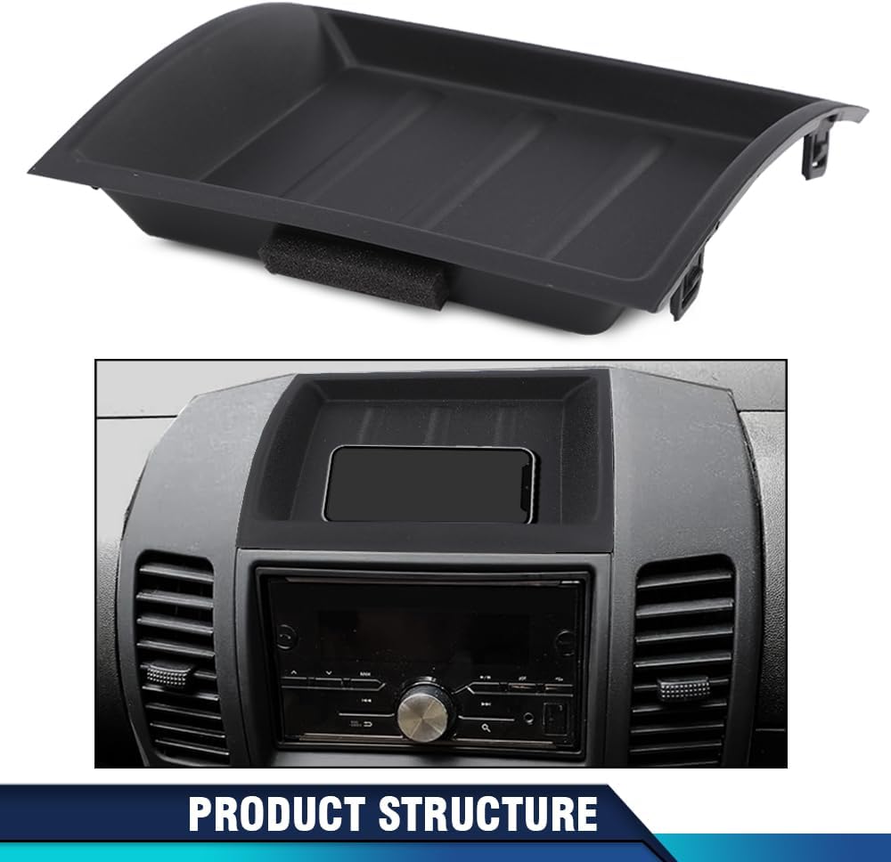 PIT66 Black Upper Dash Bezel Storage Box Compatible with Nissan Xterra 2005-2013/ Pathfinder 2005-2012/ Frontier 2005-2017 (Without Silver Trim/ 6-Cd Changer/Premium Audio) 68252ZS40C