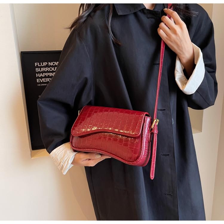 Image of Shoulder Bags for Women Y2K Purse Trendy Cherry Hobo Handbags Vegan Leather Clutch Saddle Bag with 2 Removable Strap